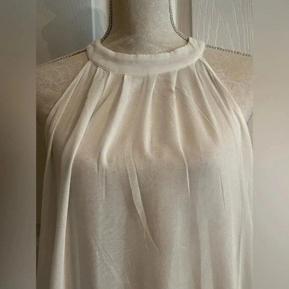 Pol Womens Blouse White Sleeveless With bottom Embroidered Boho halter neck line - Picture 7 of 14